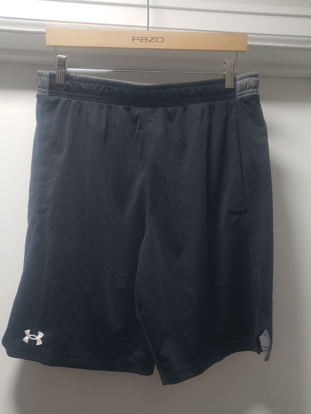 Under Armour Men's Black Athletic Training Shorts with White Logo